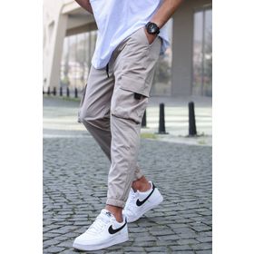 Madmext 5461 Kargo Cep Bej Erkek Jogger Pantolon