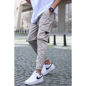 Madmext 5461 Kargo Cep Bej Erkek Jogger Pantolon