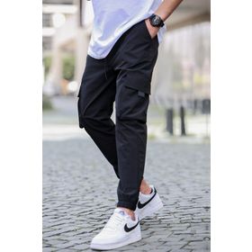 Madmext 5461 Siyah Kargo Cep Erkek Jogger Pantolon