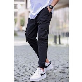 Madmext 5461 Siyah Kargo Cep Erkek Jogger Pantolon