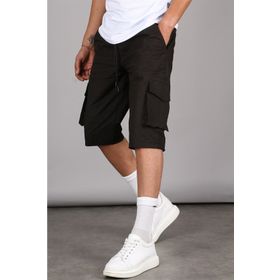 Madmext 5473 Siyah Basic Kargo Cep Erkek Kapri Şort