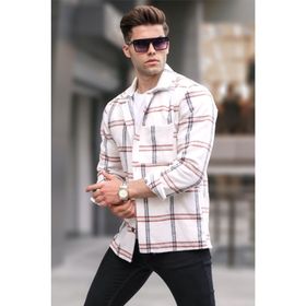 Madmext 5556 Ekru Regular Fit Oduncu Gömlek