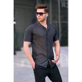 Madmext 5585 Siyah Slim Fit Kısa Kol Erkek Gömlek