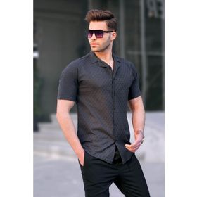 Madmext 5585 Siyah Slim Fit Kısa Kol Erkek Gömlek