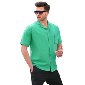 Madmext 5598 Yeşil Basic Kısa Kollu Erkek Gömlek
