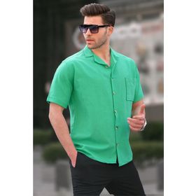 Madmext 5598 Yeşil Basic Kısa Kollu Erkek Gömlek
