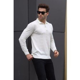 Madmext 5606 Ekru Erkek Triko Kazak