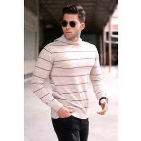 Madmext 5623 Bej Kapüşonlu Erkek Kazak