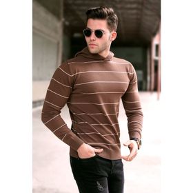 Madmext 5623 Kahverengi Kapüşonlu Erkek Kazak