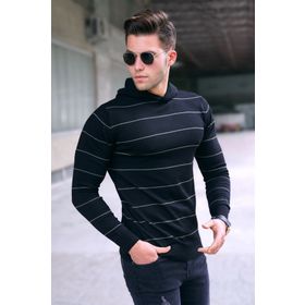 Madmext 5623 Siyah Kapüşonlu Erkek Kazak