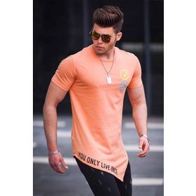 Madmext 5665 Asimetrik Kesim Turuncu Erkek T-shirt