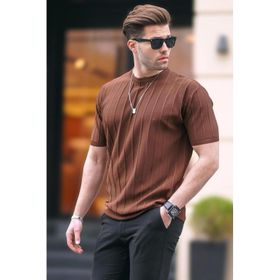 Madmext 5684 Kahverengi Erkek T-shirt