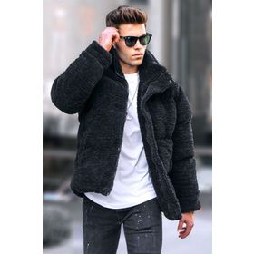 Madmext 5698 Siyah Şişme Peluş Erkek Mont