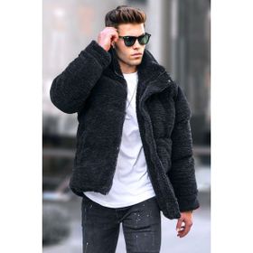 Madmext 5698 Siyah Şişme Peluş Erkek Mont