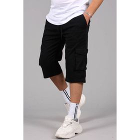 Madmext 5747 Siyah Gabardin Kargo Cep Erkek Kapri Şort