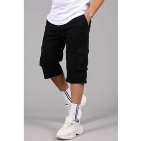 Madmext 5747 Siyah Gabardin Kargo Cep Erkek Kapri Şort