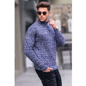 Madmext 5758 Açık Lacivert Erkek Triko Kazak