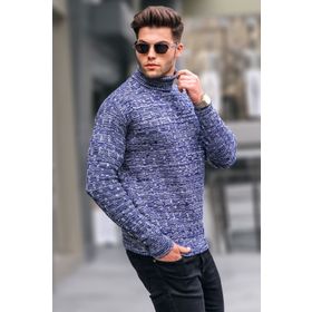 Madmext 5758 Açık Lacivert Erkek Triko Kazak