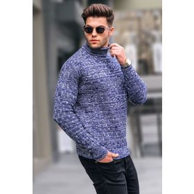 Madmext 5758 Açık Lacivert Erkek Triko Kazak