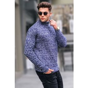 Madmext 5758 Açık Lacivert Erkek Triko Kazak
