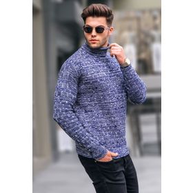 Madmext 5758 Açık Lacivert Erkek Triko Kazak