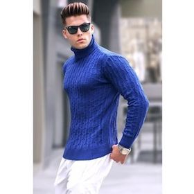 Madmext 5759 Açık Lacivert Erkek Triko Kazak