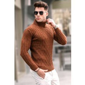 Madmext 5759 Camel Balıkçı Yaka Erkek Triko Kazak