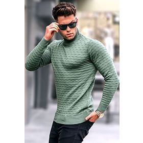 Madmext 5762 Açık Haki Erkek Triko Kazak