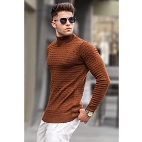 Madmext 5762 Camel Balıkçı Yaka Erkek Triko Kazak