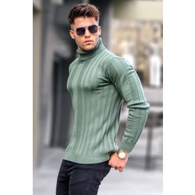 Madmext 5764 Açık Haki Erkek Triko Kazak