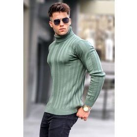 Madmext 5764 Açık Haki Erkek Triko Kazak