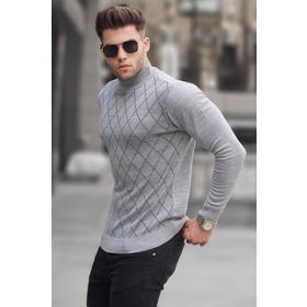 Madmext 5785 Gri Balıkçı Yaka Triko Kazak