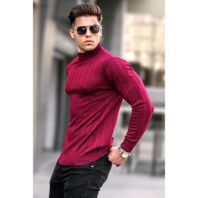 Madmext 5786 Bordo Yarım Balıkçı Yaka Erkek Triko Kazak