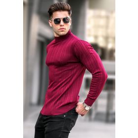 Madmext 5786 Bordo Yarım Balıkçı Yaka Erkek Triko Kazak