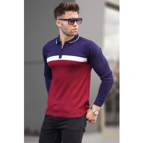 Madmext 5787 Bordo Fermuar Detay Erkek Triko Kazak