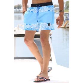 Madmext 5788 Mavi Desenli Cepli Deniz Şortu