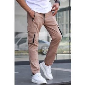 Madmext 5791 Bej Kargo Cep Jogger Pantolon