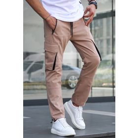 Madmext 5791 Bej Kargo Cep Jogger Pantolon