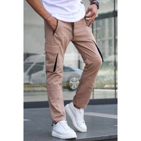 Madmext 5791 Kargo Cep Bej Erkek Jogger Pantolon
