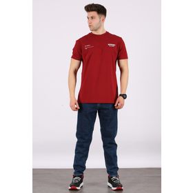 Madmext 5805 Erkek Baskılı Bordo T-shirt