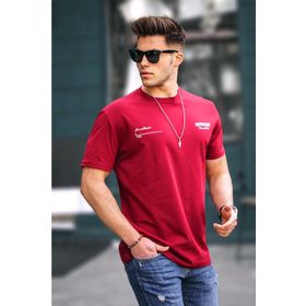 Madmext 5805 Erkek Baskılı Bordo T-shirt