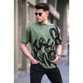 Madmext 5811 Erkek Haki Desenli T-shirt