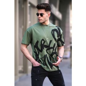 Madmext 5811 Erkek Haki Desenli T-shirt