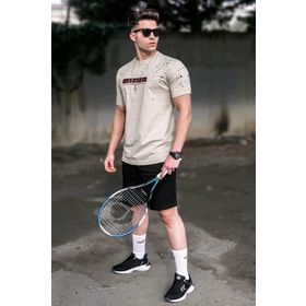 Madmext 5814 Erkek Baskılı Bej T-shirt