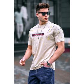 Madmext 5814 Erkek Baskılı Bej T-shirt