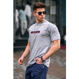 Madmext 5814 Gri Baskılı Erkek T-shirt