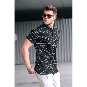 Madmext 5817 Erkek Polo Yaka Kırmızı Desenli T-shirt