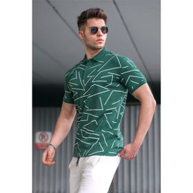 Madmext 5817 Erkek Polo Yaka Kırmızı Desenli T-shirt