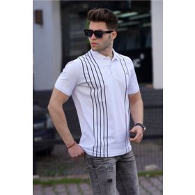 Madmext 5822 Erkek Polo Yaka Beyaz T-Shirt