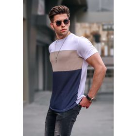 Madmext 5826 Erkek Renk Bloklu Beyaz T-shirt